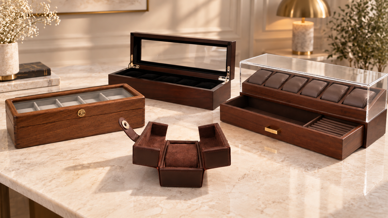 Sélection de coffrets et étuis pour montres de L’Atelier des Gentlemen