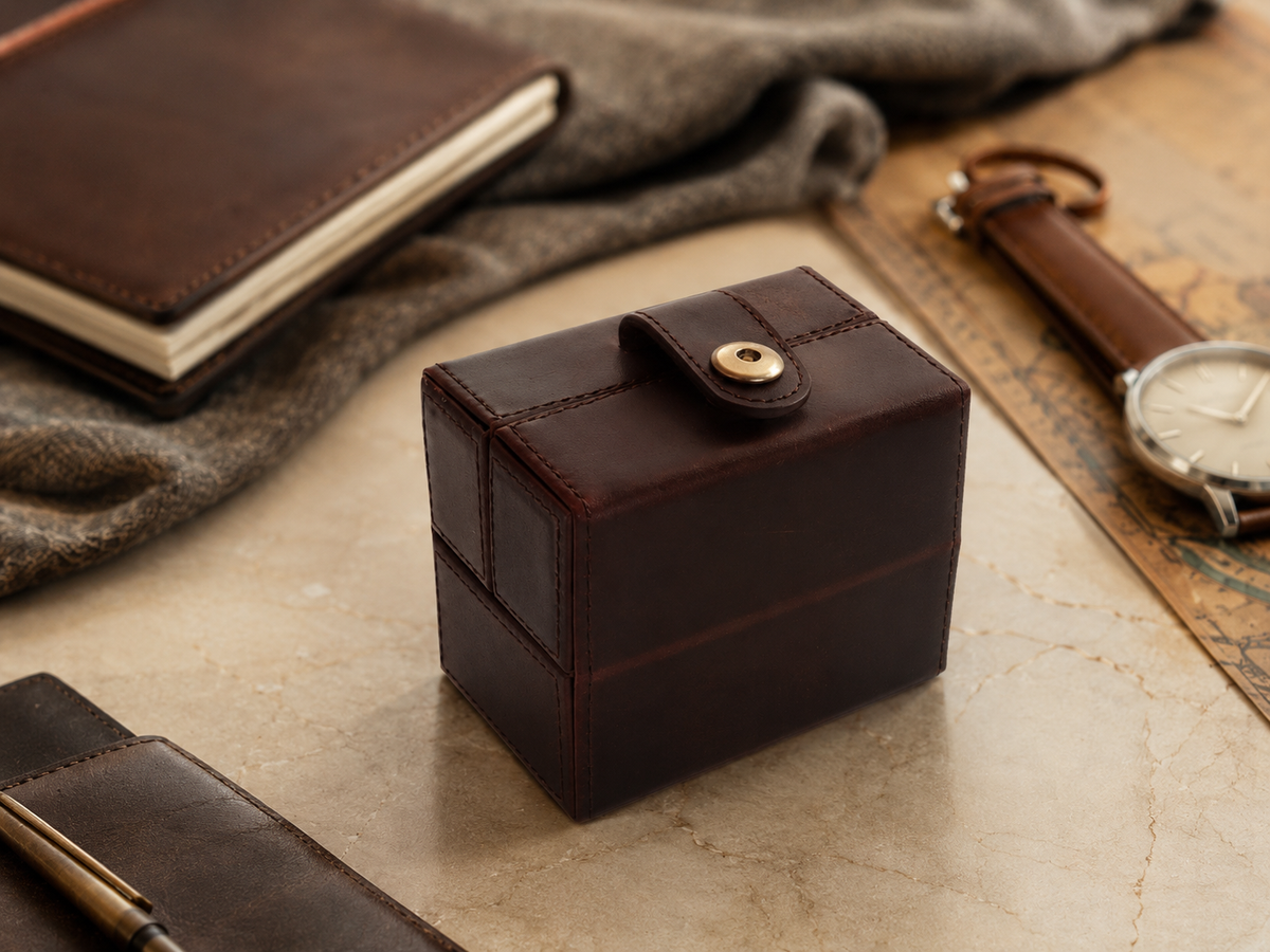 Coffret Nomade Signature en cuir pour 1 montre dans un décor de voyage