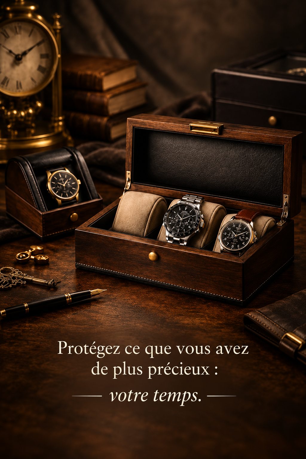 Coffrets en bois pour montres dans un décor horloger élégant